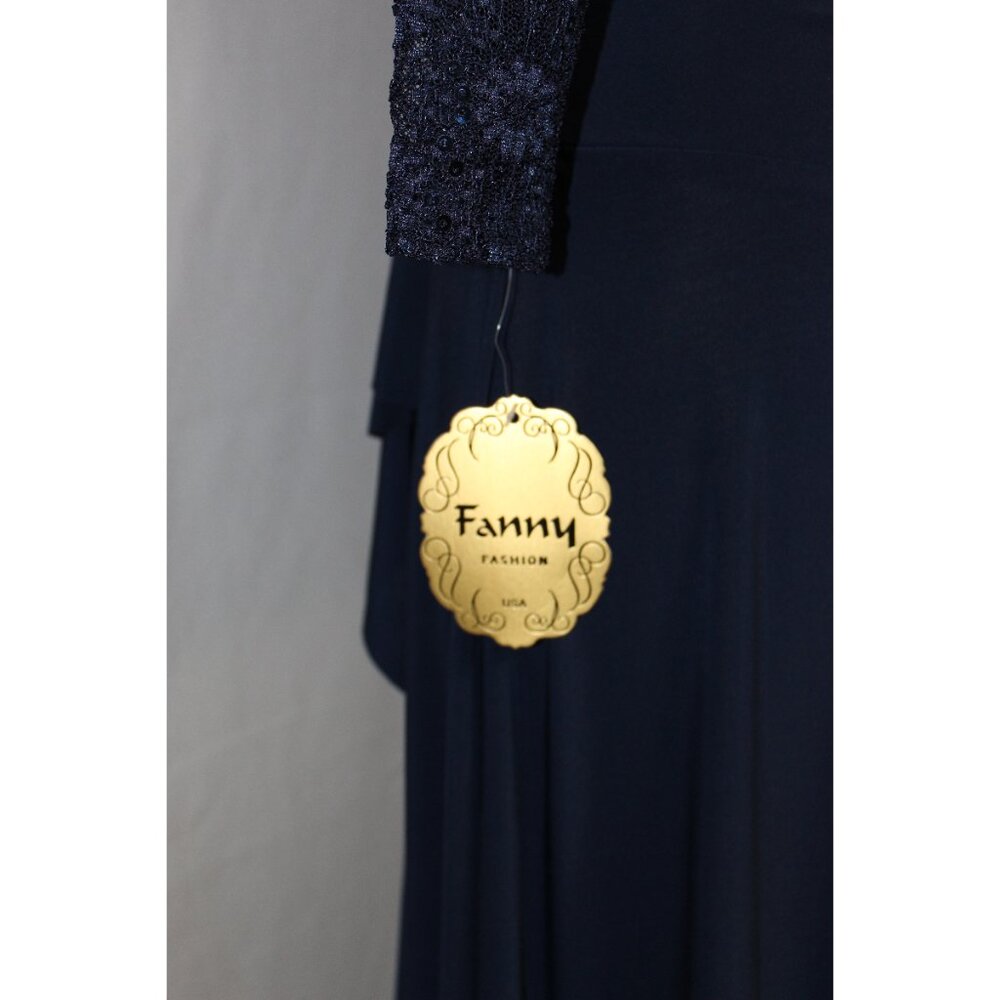 Fanny Fashion #1294 Women's Lace and Chiffon Formal Dress-M, L-NAVY-NEW W/Tags - Picture 5 of 5